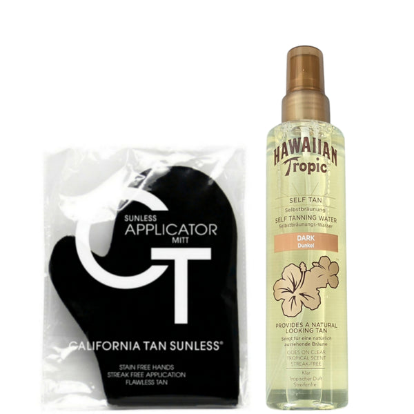 Hawaiian Tropic/Self Tanning Water "Dark" 190ml&CT Sunless Applicator Handschuh