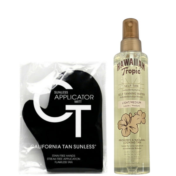 Hawaiian Tropic/Self Tanning Water "Medium" 190ml&CT Sunless Applicator Handschuh